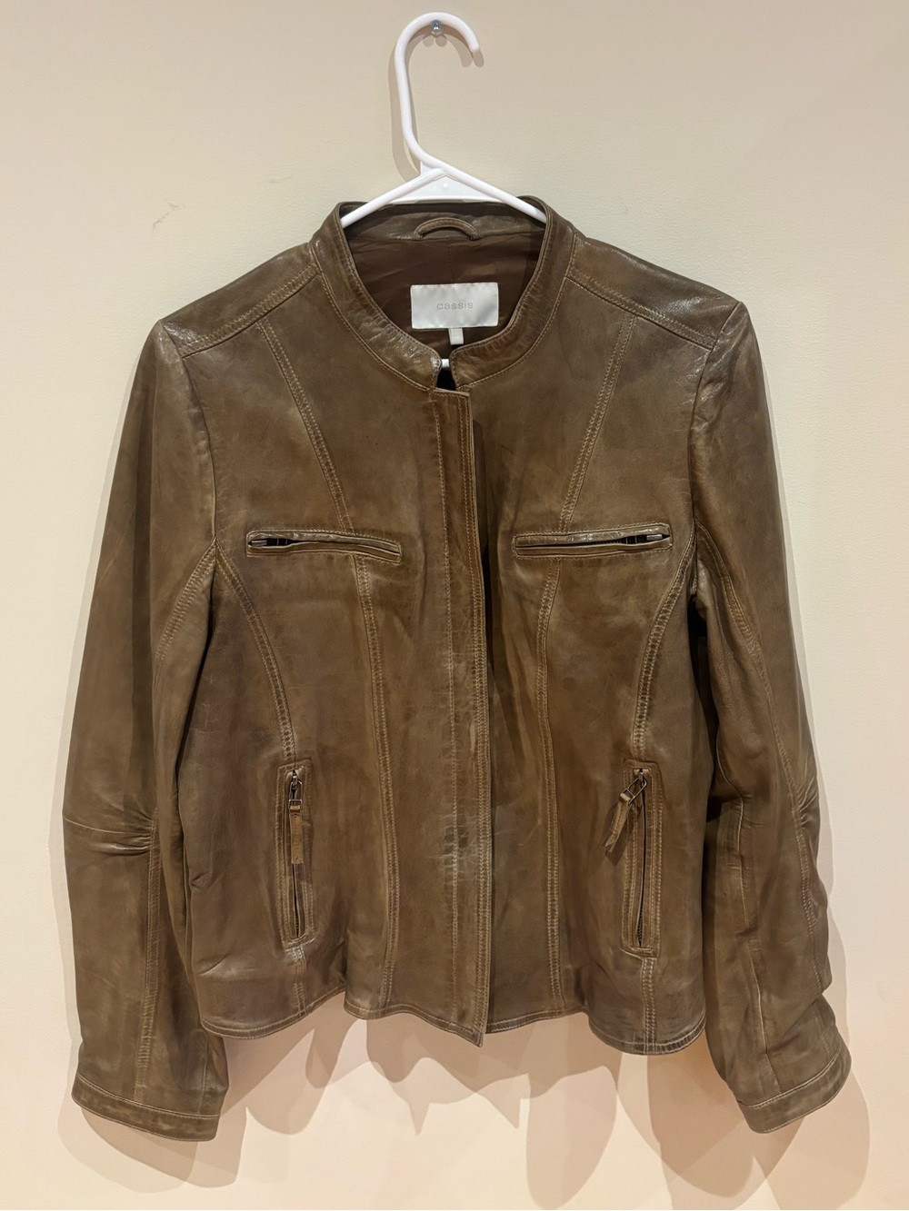 Genuine leather biker jacket